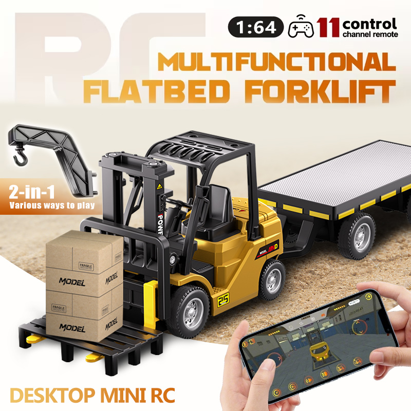 Heavy Equipment Operation - 1:64 미니 원격 제어 지게차 크레인